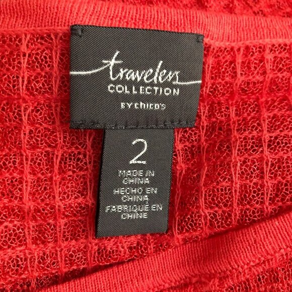 Chicos Travelers Collection Asymmetrical Sheer Blouse - Picture 3 of 11